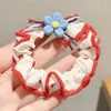 Lindo scrunchie rojo floral para mujer, liga elástica de alta gama para el cabello, accesorio para el cabello trenzado, cuerda para coleta