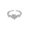 Anillos Delgados de Lujo Ligero de Alta Gama, de Venta Caliente Transfronteriza Europea y Americana, Apilables y Versátiles, Anillos Abiertos Ajustables con Zirconia de Estrella para Mujer