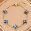 Nuevo Pulsera de Trébol de Cuatro Hojas Acero de Titanio Europea y Americana Lujo Ligero de Moda Popular Pulsera que No se Desvanece Pulsera de Joyería Versátil de Gama Alta
