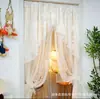 Cortina de encaje estilo francés para puerta, para uso doméstico, cortina translúcida para todas las estaciones, separador de privacidad, mosquitero, instalación sin taladro, divisor de habitación de dormitorio de doble capa