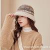 Nuevo Sombrero de Pescador Cálido Protector de Orejas para Mujer, Sombrero de Cubeta Tejido de Lana de Otoño e Invierno Combinación de Colores Degradados de Felpa que Combina con Todo