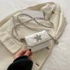 Hilo de Bordado Lingge Cadena de Estrella de Cinco Puntas Brillante Bolso Cuadrado Pequeño 2024 Verano Estilo Occidental Casual Bolso de Hombro Bolso Cruzado para Viajar