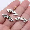 26x 8mm 1.5g prata antiga DIY acessórios para joias vintage liga de zinco asas de anjo contas com furo pequeno