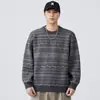 Invierno Nuevo Estilo Americano Patrón de Piña Cuello Redondo Suéter para Hombre Marca de Tendencia Tejido Jacquard Superior Capa Base Cálida Suéter de Lana