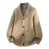 Cardigã de Malha Masculino Estilo Coreano Novo Inverno 2026 Suéter Masculino com Gola Torcida Jaqueta de Tricô para Homem
