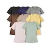 Camiseta esportiva slim fit de manga curta elástica estilo americano para mulheres, novo modelo de verão 2026, top hot girl justo que afina a cintura