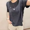 26 Verano Nuevo Estilo Camiseta de Manga Corta con Cuello Redondo y Copo de Nieve para Mujer Versátil Adelgazante Casual Estilo Coreano Top 8097