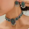Moda Europeia e Americana Retrô Médio Dongfeng Brilho Diamante Broto Caindo Espinho Temperamento Exagerado Colar Brincos Femininos Conjunto de Joias Femininas 1118