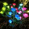 Lâmpada decorativa para gramado de pátio de villa com flor de simulação solar transfronteiriça dente-de-leão hortênsia girassol rosa luminária de chão