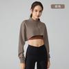 Chaqueta de yoga de otoño corta que expone el ombligo para mujer, manga larga, cuello alto, para correr, Fitness, Pilates, entrenamiento, chaqueta deportiva