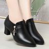 Entrega de una pieza Zapatos de cuero Primavera y Otoño 2024 nuevos zapatos de mujer de mediana edad cuero suave suela blanda tacones altos con falda temperamento zapatos individuales