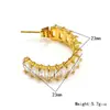 Moda nicho ins europeia e americana brincos simples em forma de C com zircônia brincos femininos de aço titânio banhados a ouro 18K brincos atacado