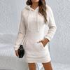 Moda Europea y Americana Otoño e Invierno 2025 Vestido Casual de Felpa con Capucha y Cordón, Ajustado, para Cadera, Elegante, Color Puro, para Mujer