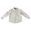 Camisa Gris de Solapa de Manga Larga para Niños 2026 Nueva Ropa de Exterior para Primavera y Otoño Camisa de Color Puro Jacket Holgado de Trabajo Simple
