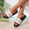 Comercio Exterior Europeo y Americano talla grande Zapatillas de Fondo Grueso de una Palabra para Mujer Uso Transfronterizo Remache Combinación de Colores Fondo Suave Sandalias y Zapatillas de Playa en stock