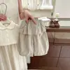 Conjunto de Verano para Niñas 2026 Nuevo Elegante Tejido Calado de Manga Corta Pantalones de Secado Rápido para Niños Conjunto de Dos Piezas