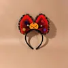 Tocado de Halloween Sombrero Mágico de Bruja Diadema Decoración de Maquillaje Diadema de Encaje Horquilla de Calabaza Accesorio para el Cabello de Fantasma