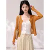 Conjunto de dos piezas para mujer: camisola fina de lunares de moda para primavera y verano + cárdigan de punto