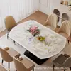 Tapete de mesa redondo dobrável de couro vintage de luxo, tapete de mesa de jantar oval, tapete de mesa de sala de estar, toalha de mesa à prova d'água e à prova de óleo, personalizável