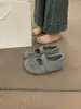 Sapatos Mary Jane Cinza de Uma Tira com Aumento Oculto de Altura para Mulheres, Sapatos Birkenstock Quentes de Pelúcia para Outono e Inverno com Bico Redondo