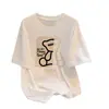 Camiseta de Manga Corta de Algodón Puro para Mujer 2026 Estilo Coreano Holgada Talla Grande Camiseta Casual Versátil para Mujer Top Camiseta de Algodón de Bambú para Mujer