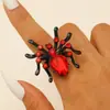 Anillo Abierto de Aleación de Araña Gótico Europeo y Americano para Halloween Anillo Personalizado de Color Escarlata Oscuro para Fiestas Adornos de Mano de Araña