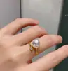 Anillo de Plata de Ley S925 con Estrella y Luna, Perla Redonda Swarovski y Circonita Única para Mujer, Diseño Minimalista de Nicho, Estilo Versátil de Hong Kong