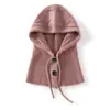 Chapéu e Cachecol Integrados de Cor Pura Outono e Inverno Chapéu de Lã Chapéu Quente de Inverno para Ciclismo com Proteção para as Orelhas Chapéu de Tricô de Caxemira Chapéu para o Frio