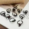 Anillo Abierto de Serpiente Negra Mate Estilo Gótico Oscuro Forma de Mariposa Corazón Espina Anillo de Dedo Índice Apilable Genial de Moda Nicho Unisex