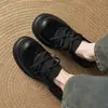 Mocasines de plataforma estilo británico retro para mujer, nueva colección otoño/invierno 2026, zapatos sin cordones con tacón grueso, punta redonda y diseño de patchwork