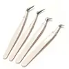 Pinzas para Extensiones de Pestañas Anti-Pinchazos, Rizador de Pestañas Color Caqui, Pinza de Pluma Dorada, Pinza en Forma de Siete, Ayuda para Rizado de Pestañas Individuales Postizas