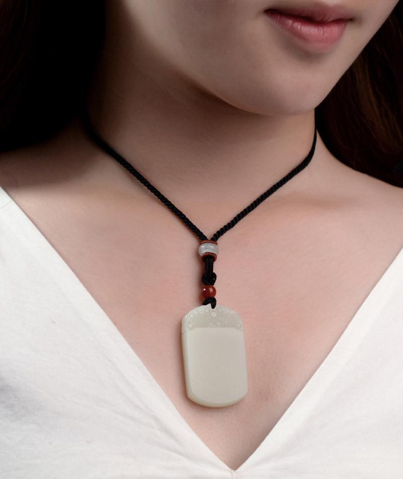 智贝详情图_22天然和田玉平安无事牌男女款白玉吊坠平安牌玉坠