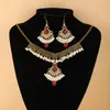 Conjunto de Collar y Pendientes con Borla de Perlas y Pedrería para Mujer Estilo Bohemio Retro Étnico Joyería Accesorios de Moda Europeos Americanos