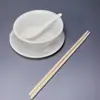Juego de Cuatro Piezas de Vajilla Desechable de Cáscara de Arroz, Juego de Tazón y Palillos, Restaurante Banquete Camping Ecológico Biodegradable Espesado Grado Alimenticio