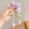 Elástico de Cabelo com Laço de Renda Estilo Coreano para Meninas, Corda Fofa para Coque, Acessório de Cabelo de Alta Elasticidade