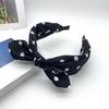 Novo arco de bolinhas aro de cabelo da Coreia do Sul das mulheres Orelhas de coelho Tecido doce simples borda larga Headband Acessórios para o cabelo Cartão de cabelo Lote