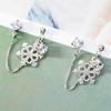 Aretes de Copo de Nieve de Plata Esterlina 925 Dos Agujeros en la Oreja Aretes de Copo de Nieve Estilo Frío Moda Coreana Aretes de Doble Agujero en la Oreja Plata Esterlina