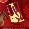 Set de espejo y peine de boda para recién casados, espejo de tocador nupcial rojo, juego completo de artículos de boda para la novia