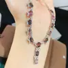 Novo Colar de Espinélio Natural 4*6mm Colar Vestido Colar de Festa Pingente Elegante Pingente Feminino de Prata 925