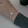 Pulseira Doce Amor Estilo Coreano Feminina Retrô Simples Geométrica Quadrada Coração de Pêssego Pulseira Elegante Moda