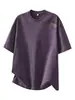 Ropa para Hombre Fengshe / Camiseta de Manga Corta Teñida en Nube para Hombre, Nuevo Estilo de Verano, Corte Holgado, Talla Grande, Algodón Puro, Top Casual de Manga Media de Peso Pesado