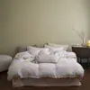 Conjunto de Cuatro Piezas de Gasa Arrugada de Encaje de Nuevo Estilo 2026, Conjunto de Tres Piezas Estilo Sábana de Cama de 1.2 m
