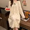 Pijama de Verano para Mujer Tallas Grandes Estilo Princesa Estampado Floral Manga Larga Algodón Nube Bata Suelta Talla Grande Ropa para el Hogar Se Puede Usar Afuera