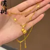 Loja de Ouro Mesmo Estilo Banhado a Ouro Gelo Triturado Trevo de Quatro Folhas Cabacinha Colar para Mulheres, Versátil e Elegante, Borboleta em Forma de Coração Corrente de Clavícula Joia