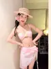 Nuevo Bikini de Dos Piezas Estilo Europeo y Americano Transfronterizo para Mujer con Diseño de Estrella de Mar y Flores, Sexy Conjunto de Baño de Verano con Amarre de Cuatro Piezas