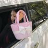 Bolso de paja para vacaciones en la playa para mujer, novedad de verano 2023, bolso de mano tipo cesta para verduras, bolso de pajarita tejido de gran capacidad