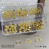 Decorações de nail art de estrela de cinco pontas com 6 grades, populares para exportação e vendas transfronteiriças, strass de estrela de Natal em liga de ouro, prata, gunmetal e preto, acessórios DIY