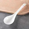 Colher Cerâmica Grande de Dupla Curvatura de Alta Qualidade com Cabo Longo para Uso Doméstico, Adequada para Sopa, Arroz e Porcelana, Segura para Micro-ondas