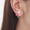 Pendientes de Perla de Tulipán Fresco Más Vendidos Transfronterizos para Mujer, Lujo Ligero y Sensación de Alta Gama, Un Pendiente que se Puede Usar de Dos Maneras