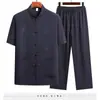 Traje Tang de Verano para Hombre de Manga Corta para Personas de Mediana Edad y Mayores, Ropa de Verano para Papá, Tops Delgados de Seda de Hielo, Ropa para Personas Mayores, Abuelo Hombre